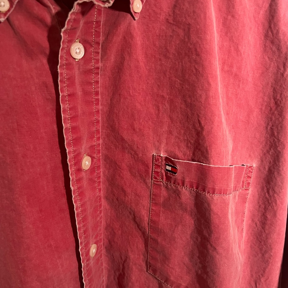 Men's Tommy Hilfiger Red Button-Up Pigment Dyed Shirt - Size XL - Picture 5 of 14